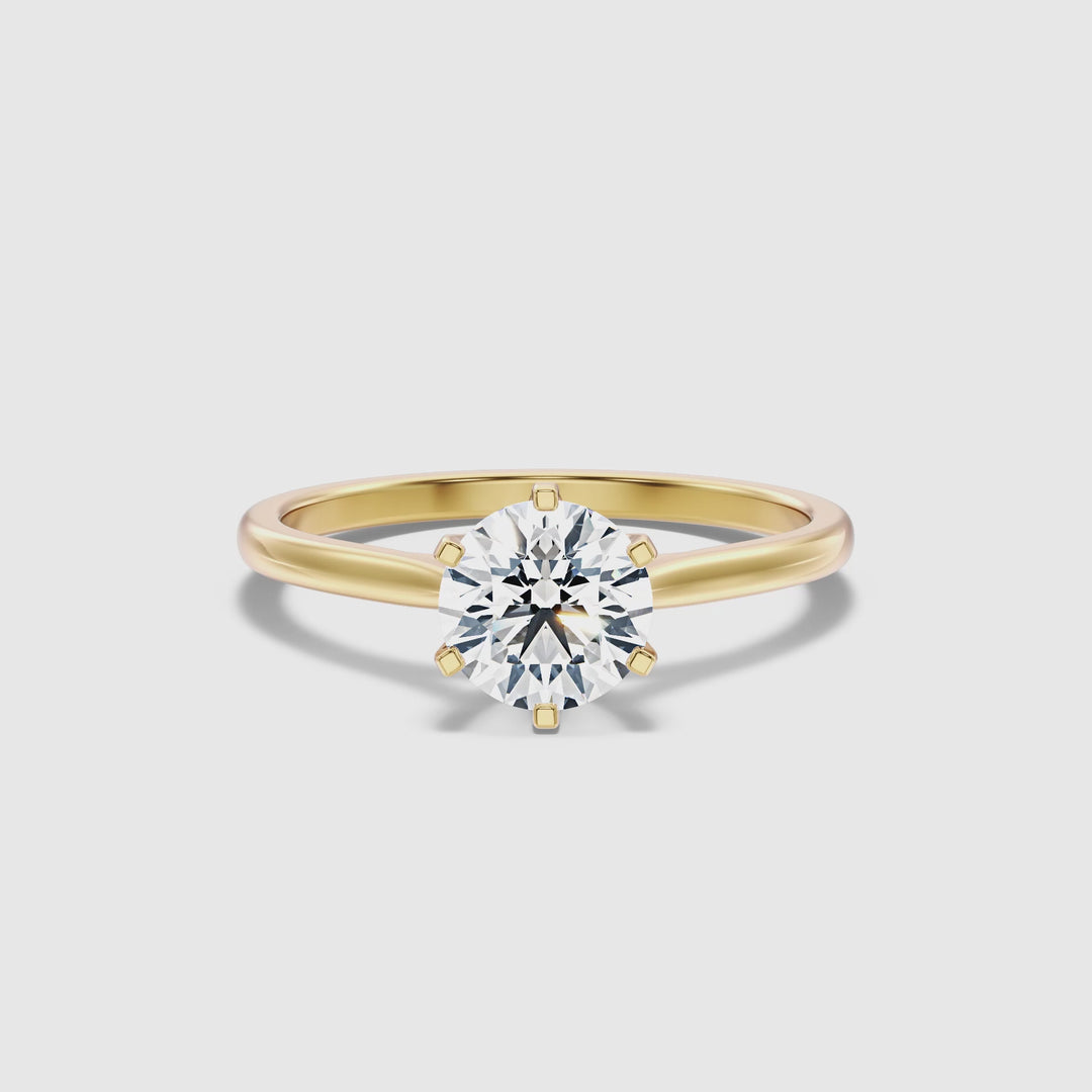 Amy 5 Carat Round Solitaire Lab Grown Diamond Ring in 14k Yellow Gold