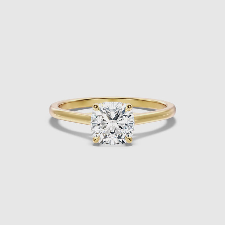 Joy 1 Carat Cushion Cut Solitaire Lab Grown Engagement Ring in 10k Yellow Gold