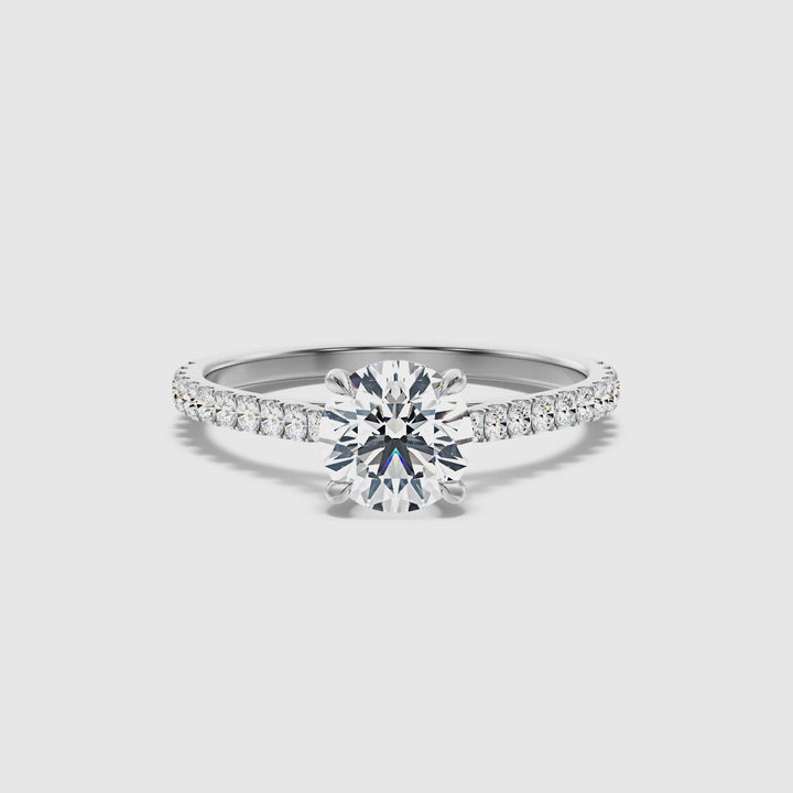 Zola 2 Carat Round Side Stone Pave Lab Grown Engagement Ring in 10k White Gold