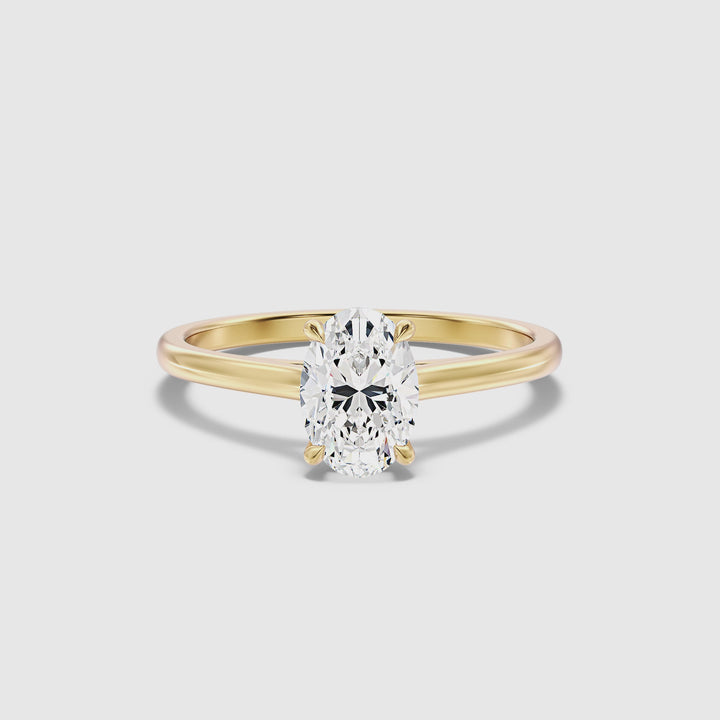 Rose 1 Carat Oval Solitaire Lab Grown Engagement Ring in 10k Yellow Gold