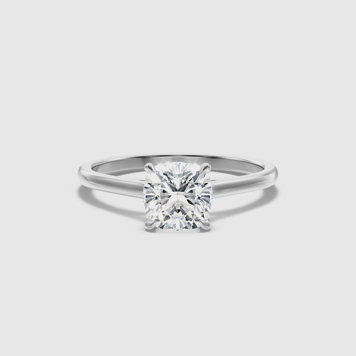 Joa 2 Carat Cushion Cut Solitaire Lab Grown Engagement Ring in 14k White Gold