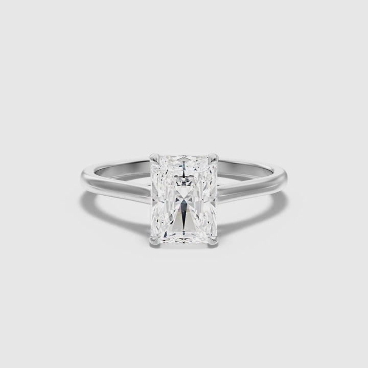 Daisy 4 Carat Radiant Cut Solitaire Lab Grown Diamond Ring in Platinum