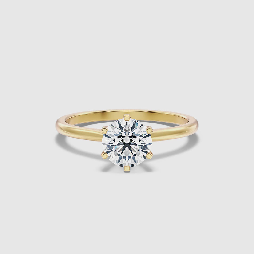 Emma 3 Carat Round Solitaire Lab Grown Engagement Ring in 14k Yellow Gold