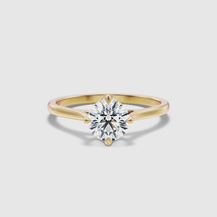 Tia 2 Carat Round Cut Solitaire Lab Grown Engagement Ring in 18k Yellow Gold