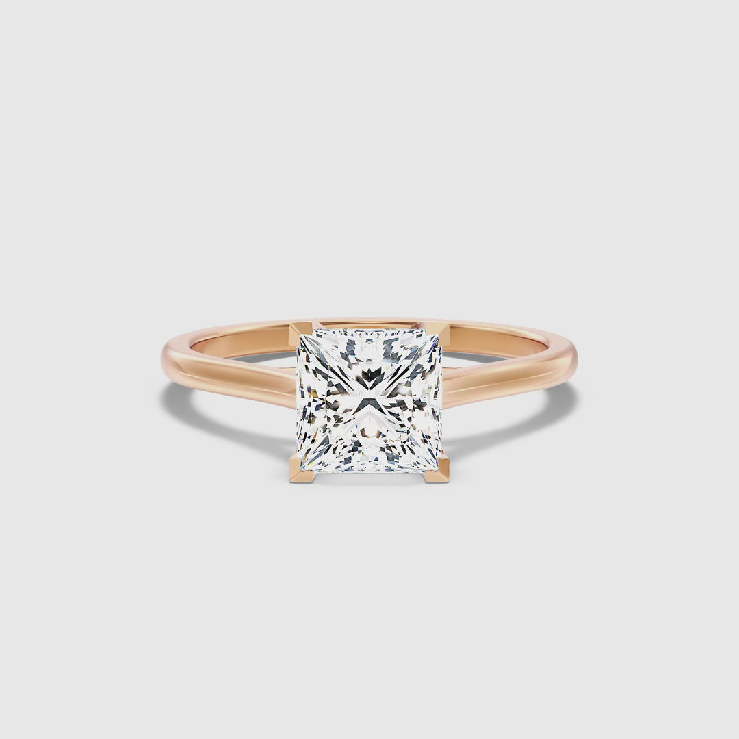 Amaya 4 Carat Princess Cut Solitaire Lab Grown Diamond Ring in 14k Rose Gold