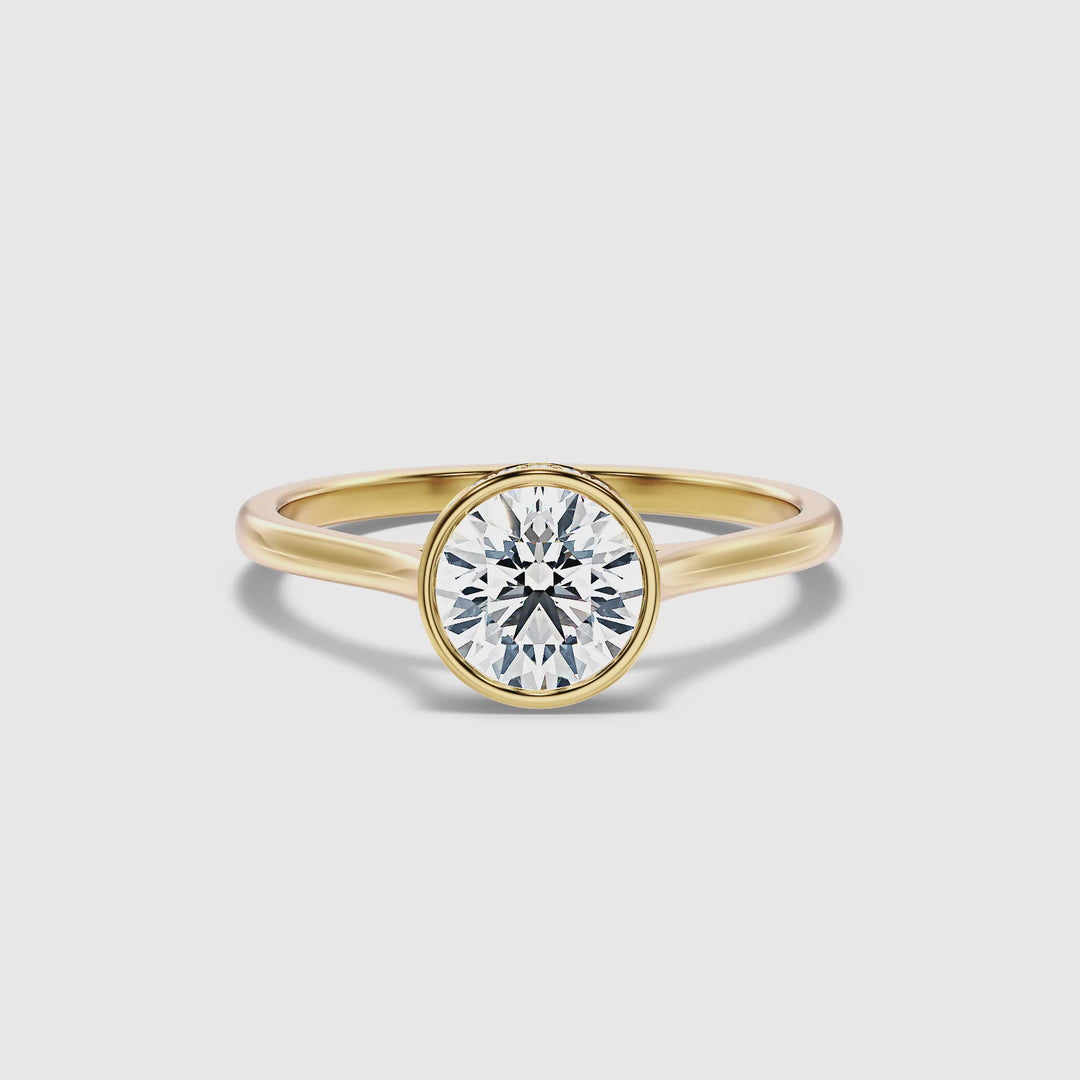 Anya 2.5 Carat Round Lab Grown Engagement Ring Hidden Halo in 10k Yellow Gold