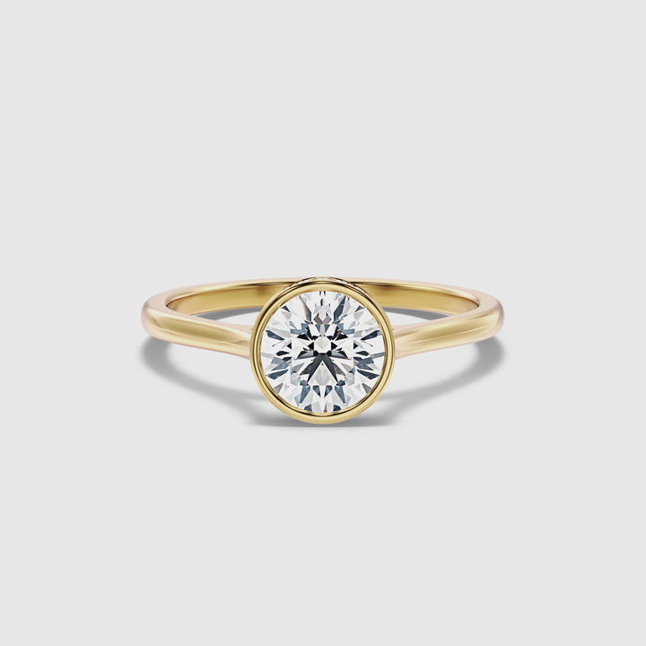 Anya 2.5 Carat Round Lab Grown Engagement Ring Hidden Halo in 10k Yellow Gold