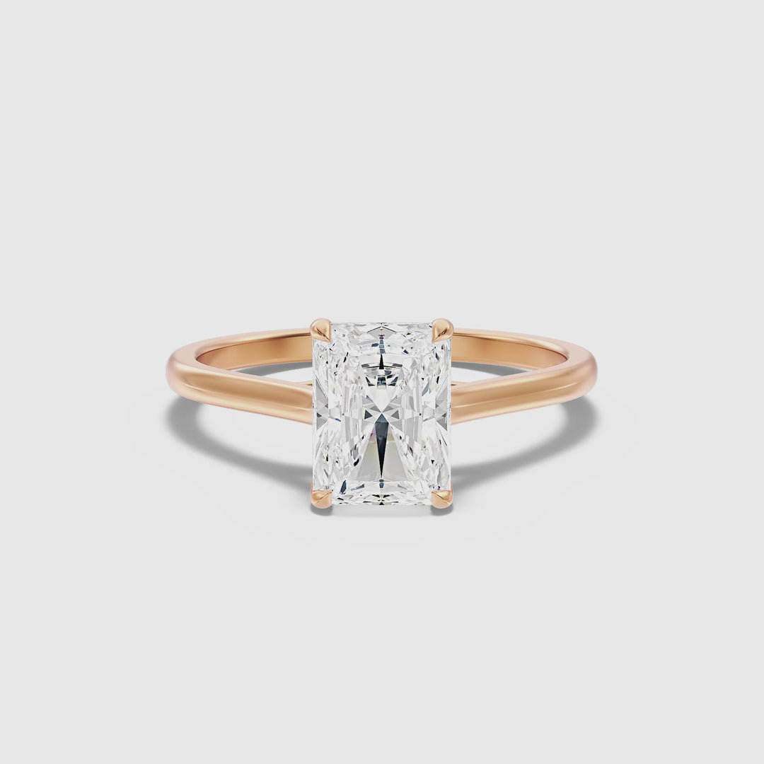 Daisy 2 Carat Radiant Cut Solitaire Lab Grown Diamond Ring in 14k Rose Gold