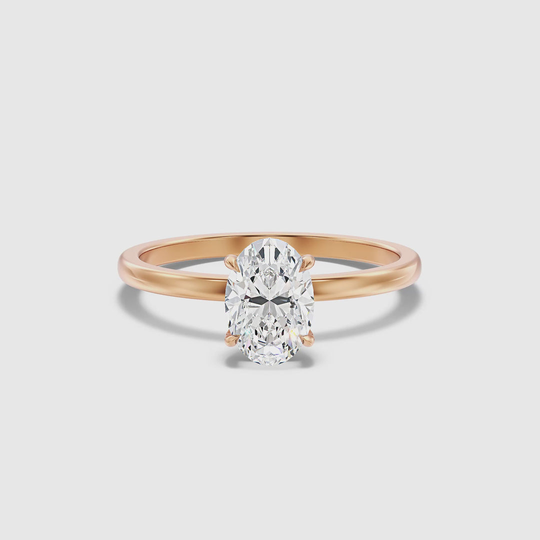 Hailey 1.5 Carat Oval Cut Solitaire Lab Grown Engagement Ring in 14k Rose Gold