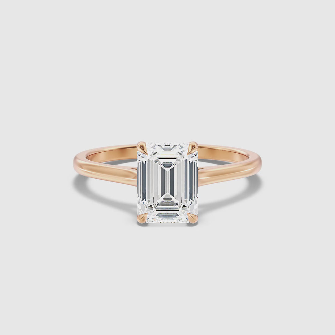 Mary 1 Carat Emerald Cut Solitaire Lab Grown Engagement Ring in 10k Rose Gold