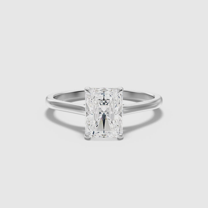 Daisy 3 Carat Radiant Cut Solitaire Lab Grown Diamond Ring in Platinum