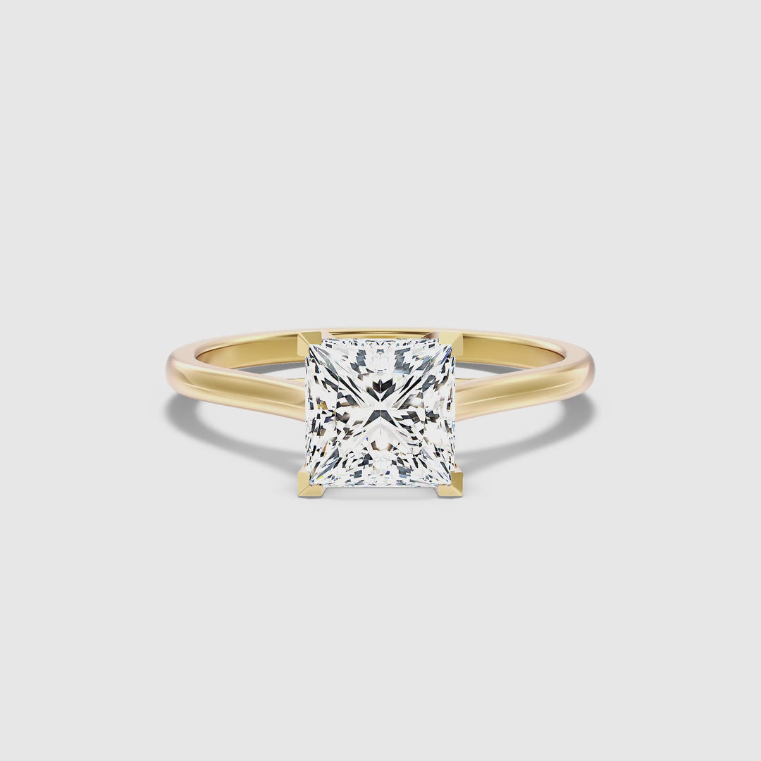 Amaya 1.5 Carat Princess Cut Solitaire Lab Grown Diamond Ring in 10k Yellow Gold