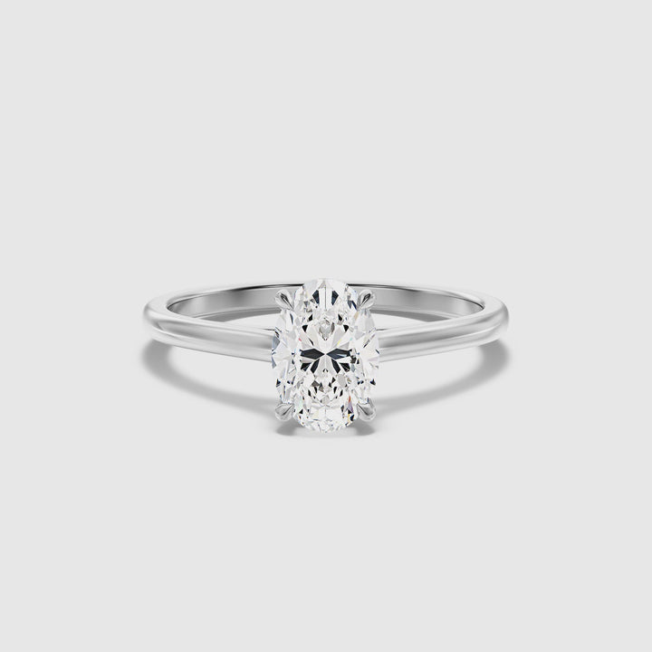 Rose 5 carat oval Solitaire Lab Grown Engagement Ring in Platinum