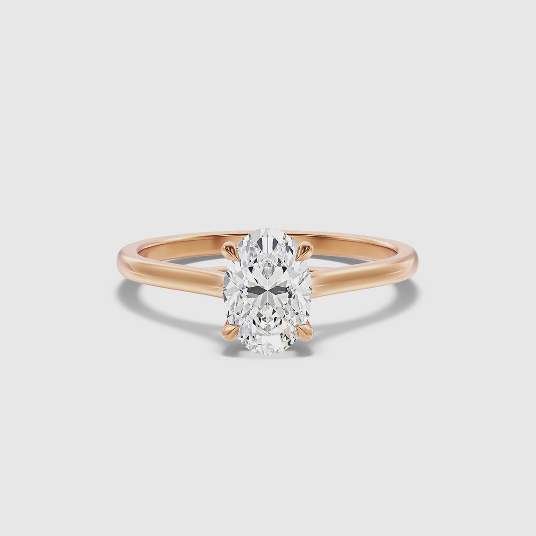 Cindy 1 Carat Oval Solitaire Lab Grown Engagement Ring in 10k Rose Gold