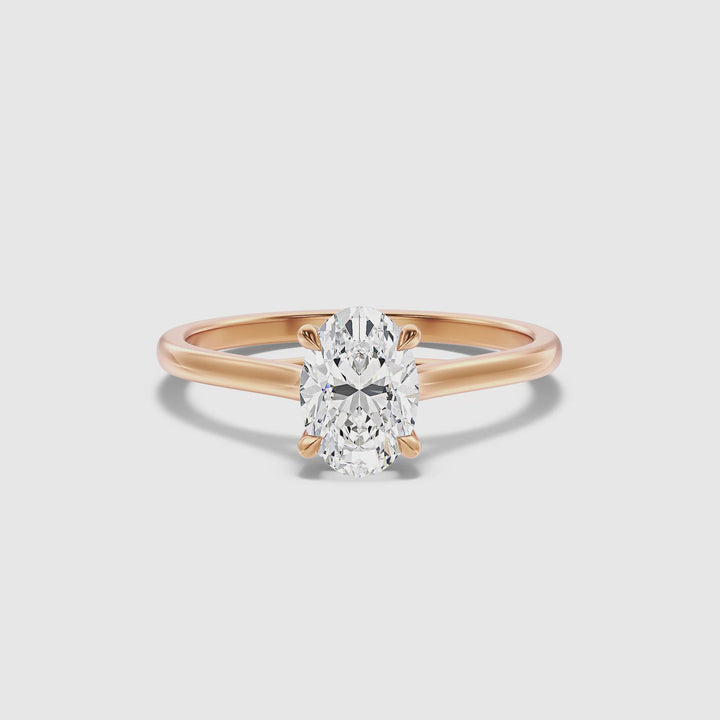 Cindy 1 Carat Oval Solitaire Lab Grown Engagement Ring in 10k Rose Gold