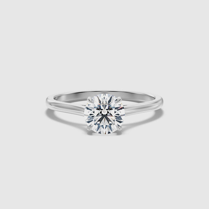 Lena 2 Carat Round Cut Solitaire Lab Grown Engagement Ring in 10k White Gold