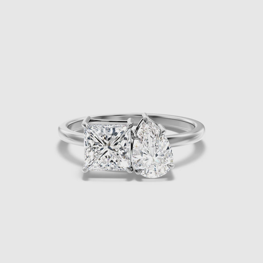 Jenny Toi Et Moi Ring in 10k White Gold With Princess and Pear Two Stone Lab Grown Diamond (2.5 Ct. Tw.)