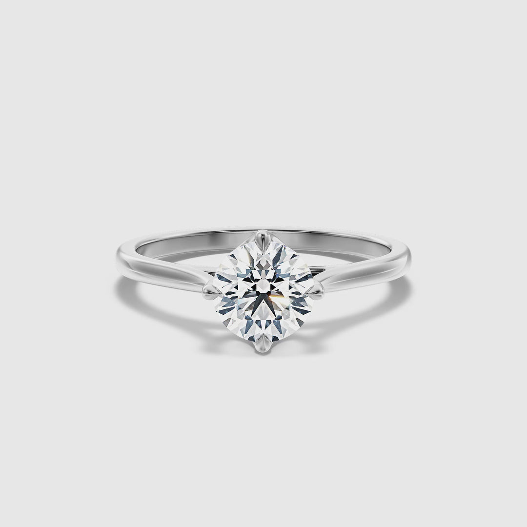 Tia 2 Carat Round Cut Solitaire Lab Grown Engagement Ring in 10k White Gold