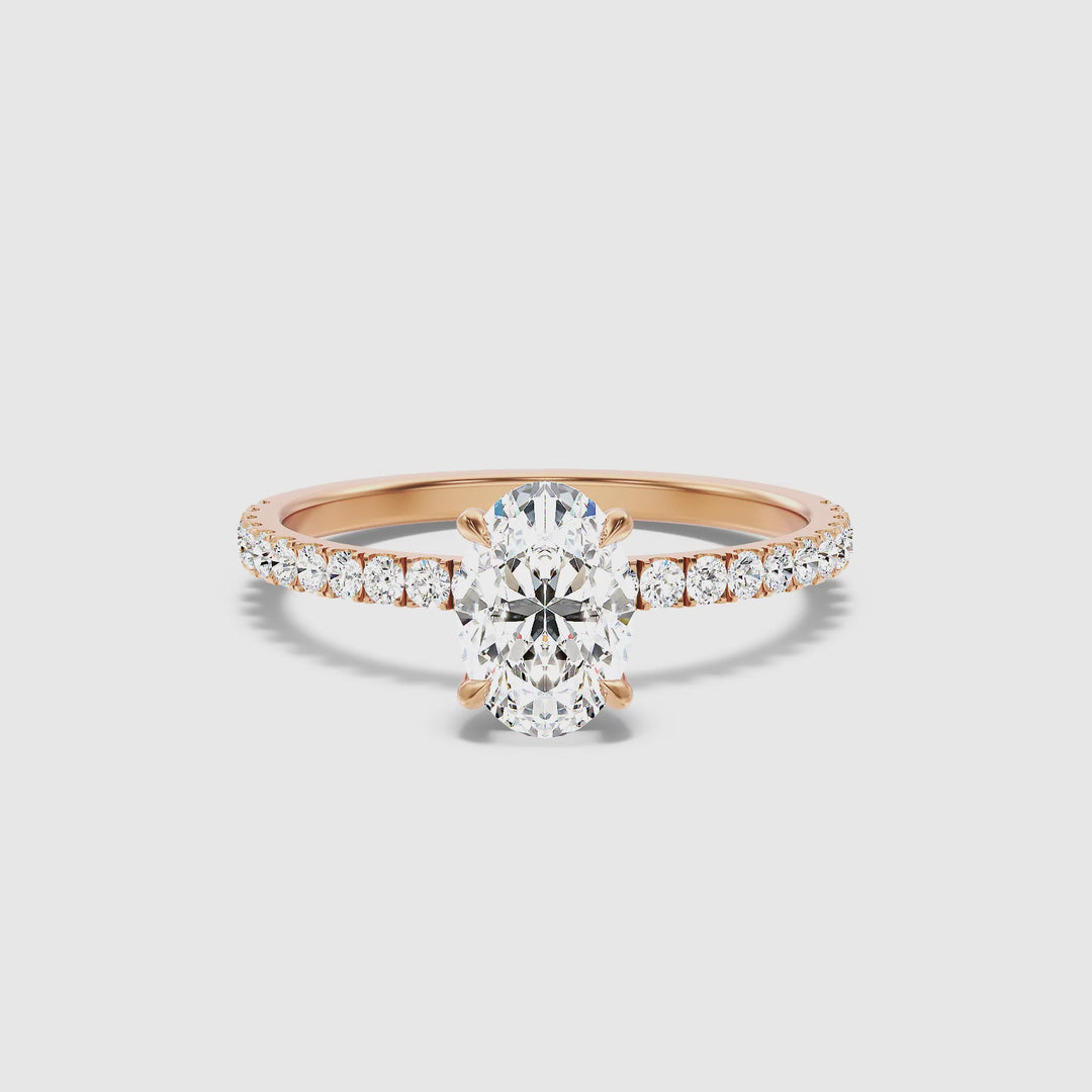 Chase 3 Carat Oval Hidden Halo Lab Grown Engagement Ring in 18k Rose Gold