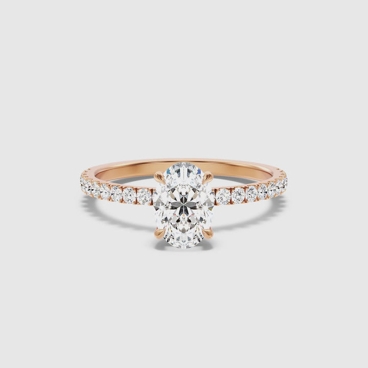 Chase 3 Carat Oval Hidden Halo Lab Grown Engagement Ring in 18k Rose Gold