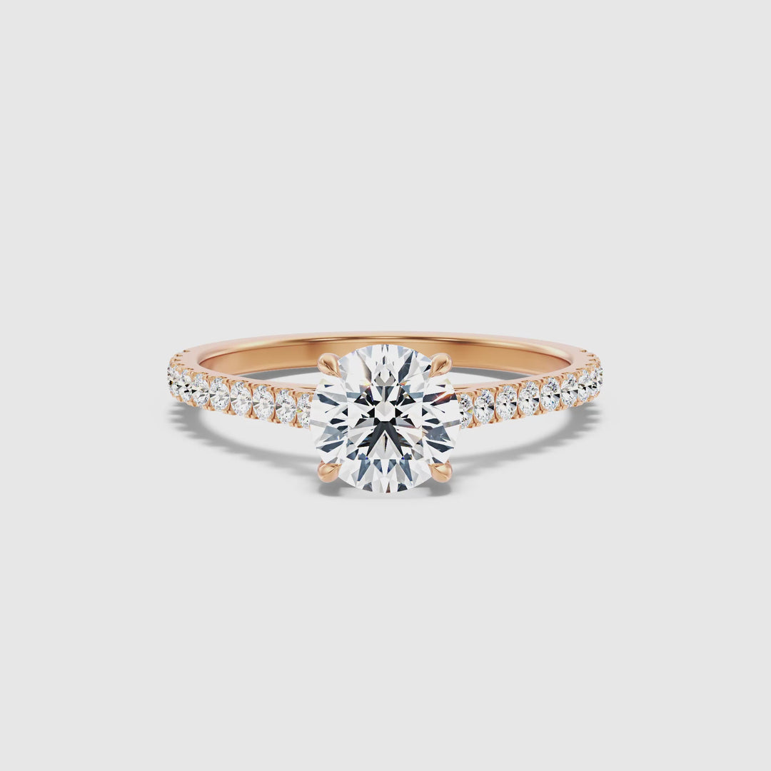 Riva 2.5 Carat Round Side Stone Pave Lab Grown Engagement Ring in 10k Rose Gold