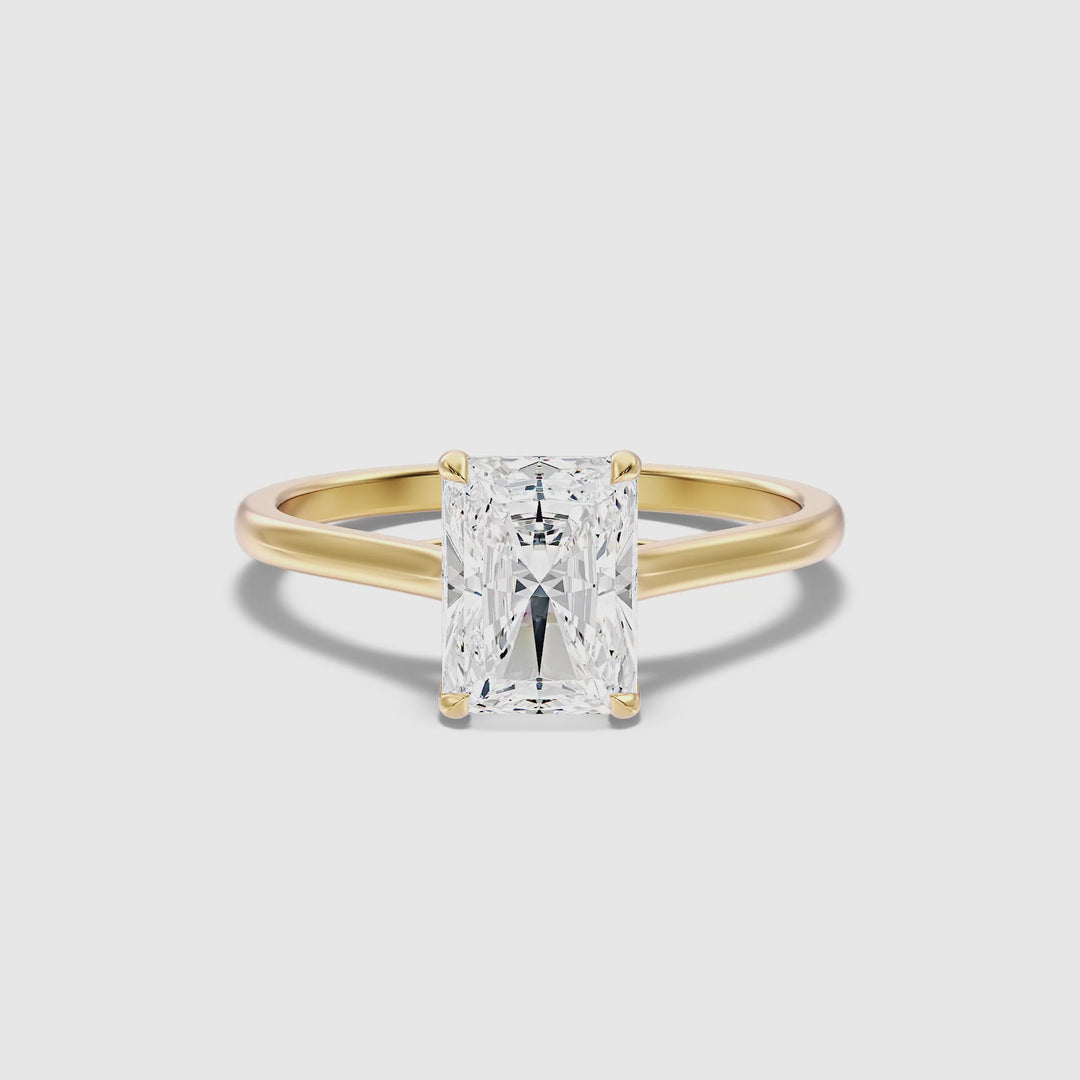 Daisy 4 Carat Radiant Cut Solitaire Lab Grown Diamond Ring in 10k Yellow Gold