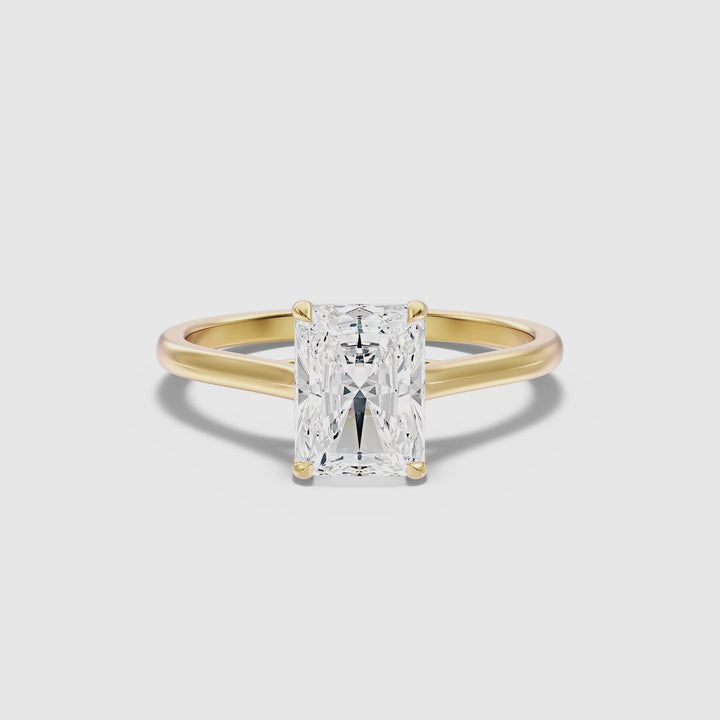 Daisy 4 Carat Radiant Cut Solitaire Lab Grown Diamond Ring in 10k Yellow Gold