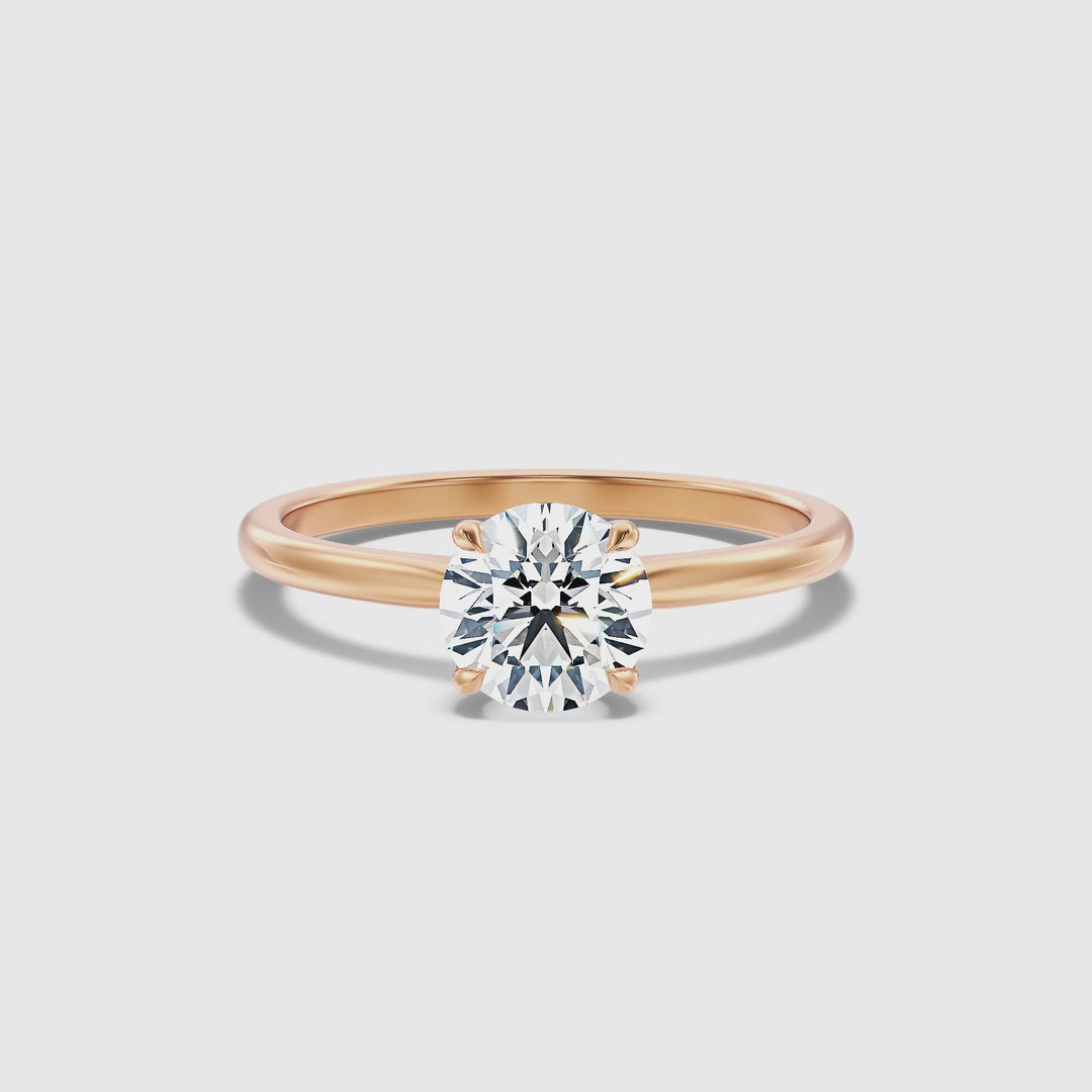 Diana 1 Carat Round Solitaire Lab Grown Diamond Ring in 10k Rose Gold