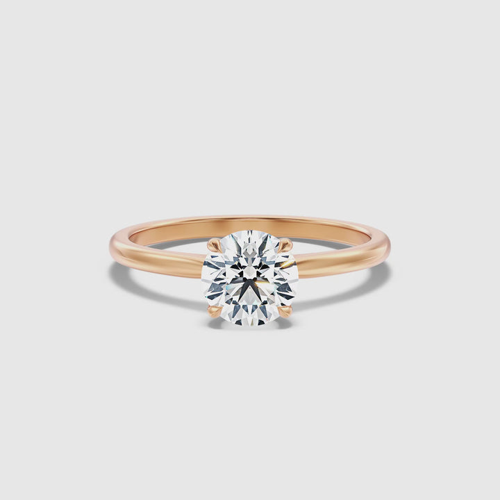 Diana 1 Carat Round Solitaire Lab Grown Diamond Ring in 10k Rose Gold