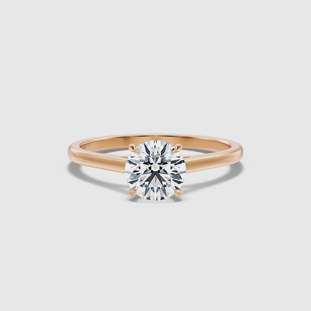 Nia 5 Carat Round Cut Solitaire Moissanite Engagement Ring in 18k Rose Gold