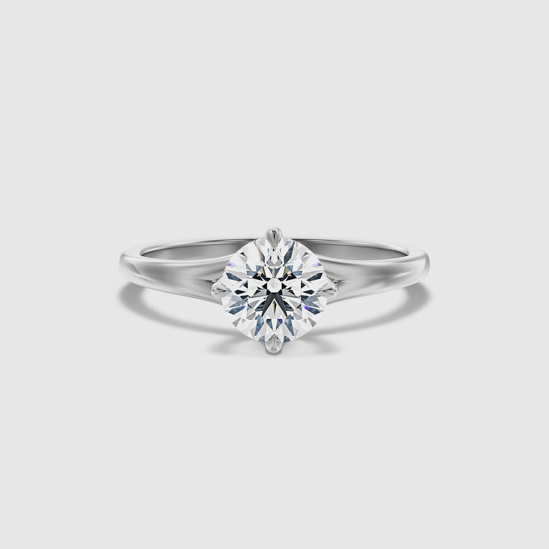 Joy 5 Carat Round Cut Solitaire Moissanite Engagement Ring in 18k White Gold