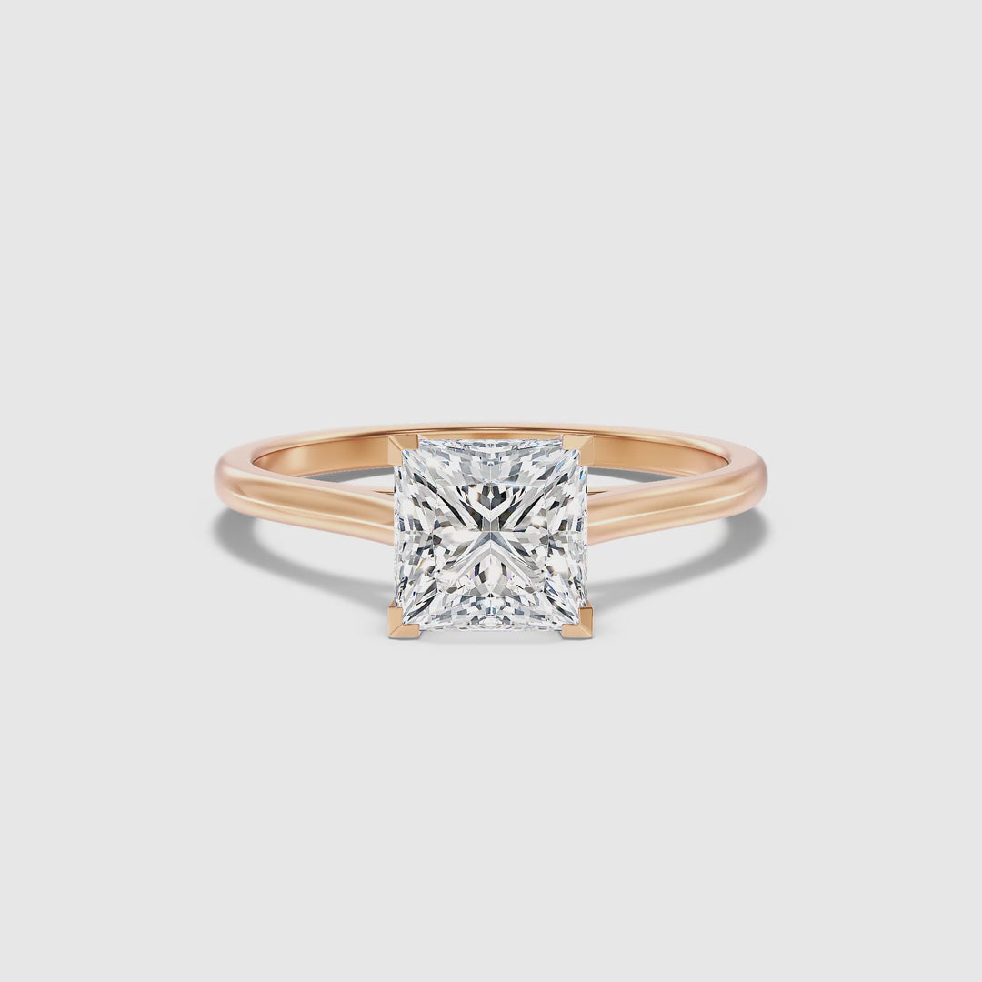 Frey 3.5 Carat Princess Cut Solitaire Lab Grown Diamond Ring in 14k Rose Gold