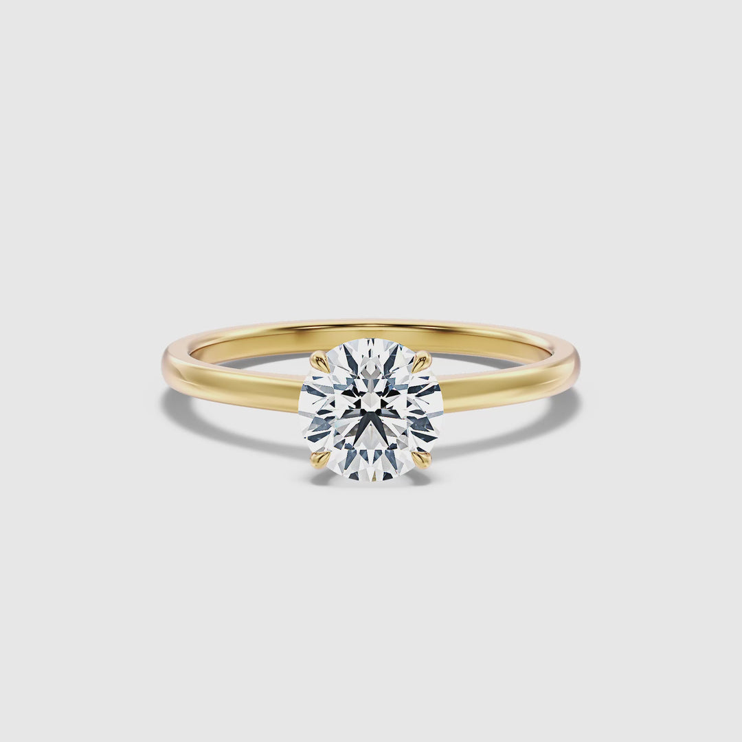 Ada 1.5 Carat Round Solitaire Lab Grown Engagement Ring in 18k Yellow Gold