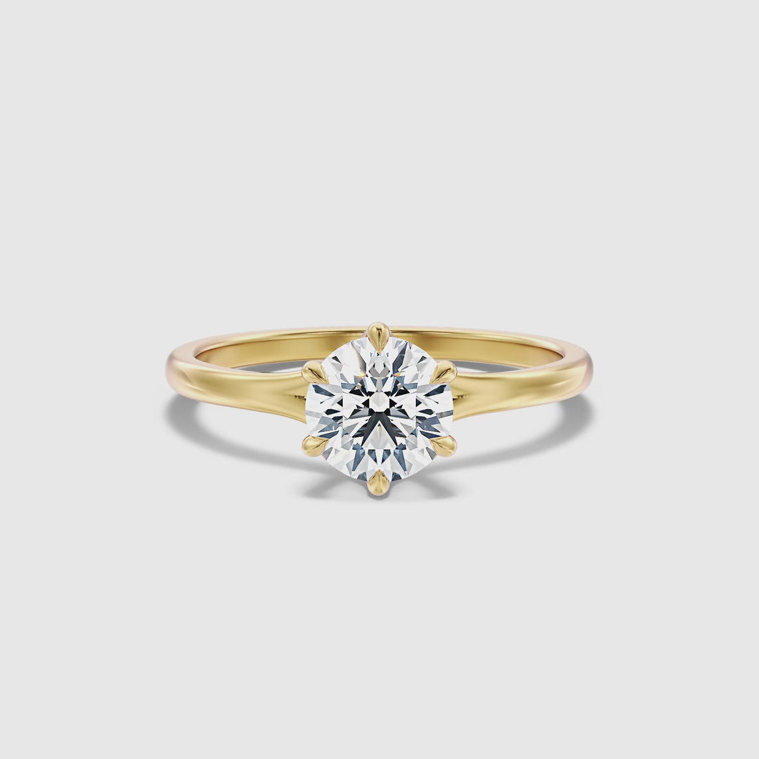 Gina 2 Carat Round Solitaire Lab Grown Engagement Ring in 10k Yellow Gold