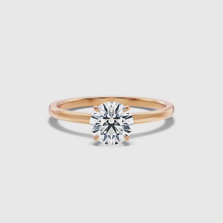 Ada 1.5 Carat Round Solitaire Lab Grown Engagement Ring in 14k Rose Gold