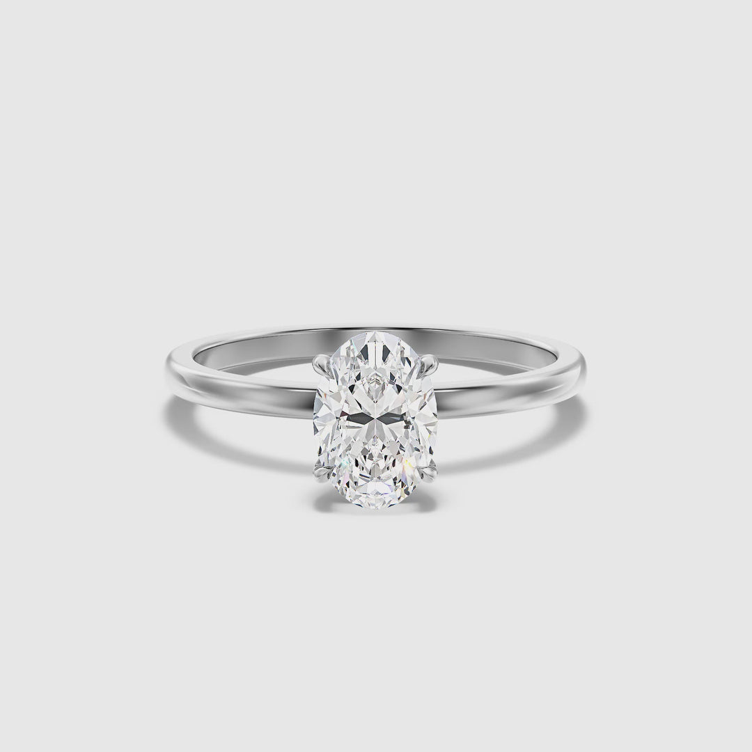 Hailey 1 Carat Oval Cut Solitaire Lab Grown Engagement Ring in 10k White Gold