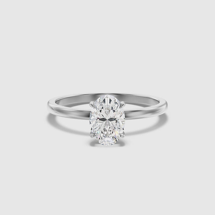 Hailey 1 Carat Oval Cut Solitaire Lab Grown Engagement Ring in 10k White Gold