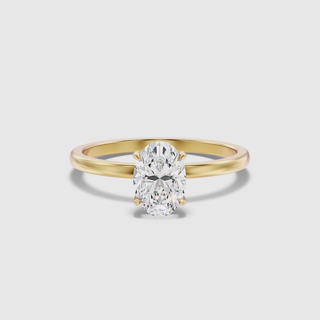 Hailey 4 Carat Oval Cut Solitaire Lab Grown Engagement Ring in 10k Yellow Gold