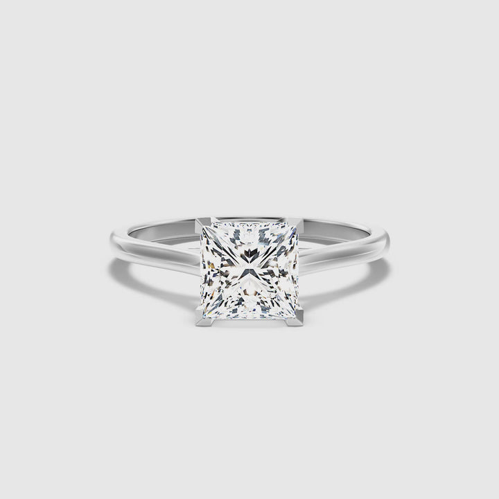 Lux 4.5 Carat Princess Cut Solitaire Moissanite Engagement Ring in 14k White Gold