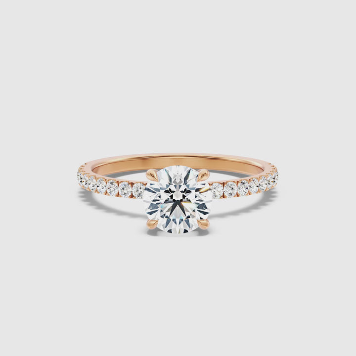 Claire 1 Carat Round Hidden Halo Pave Lab Grown Engagement Ring in 18k Rose Gold