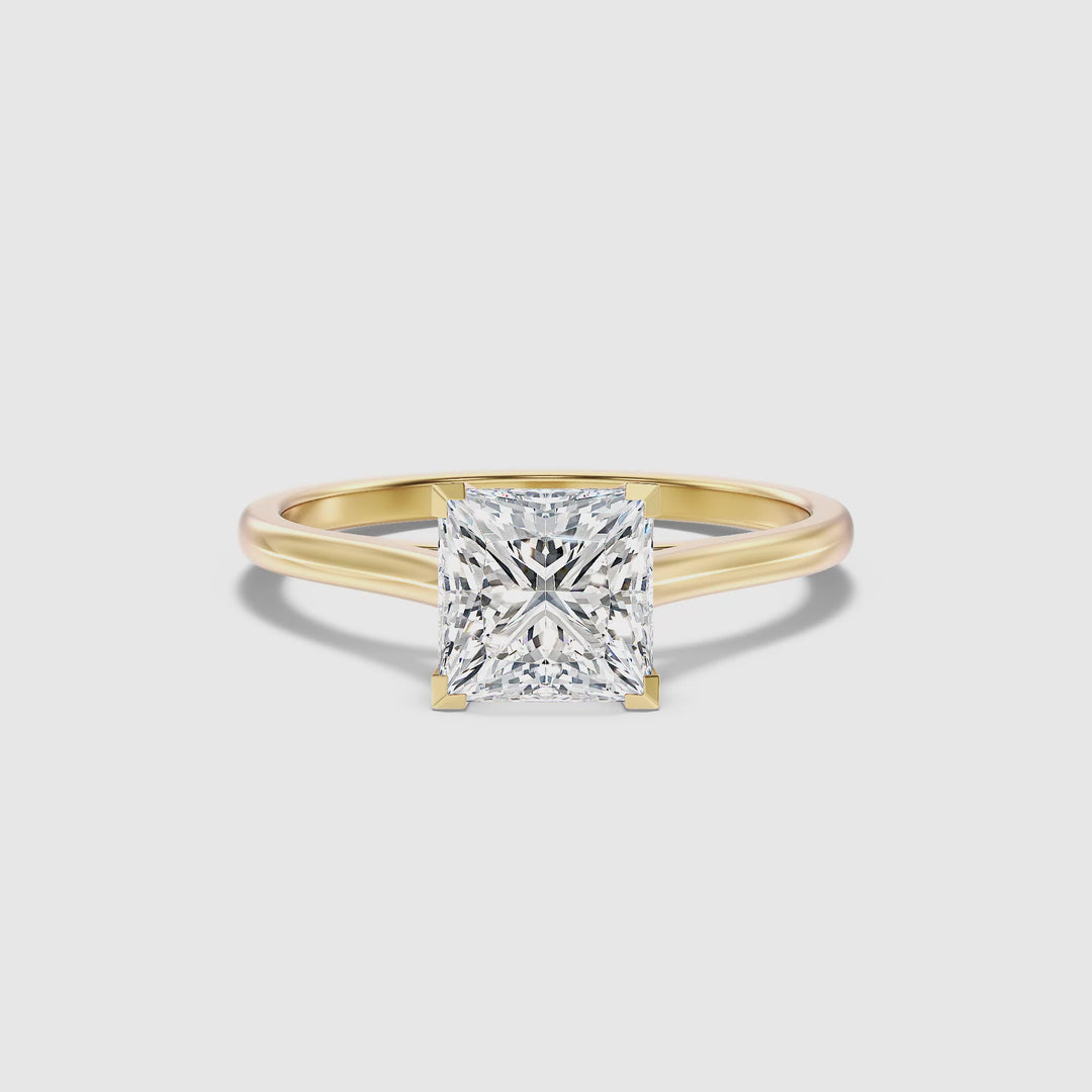 Frey 2 Carat Princess Cut Solitaire Lab Grown Diamond Ring in 18k Yellow Gold