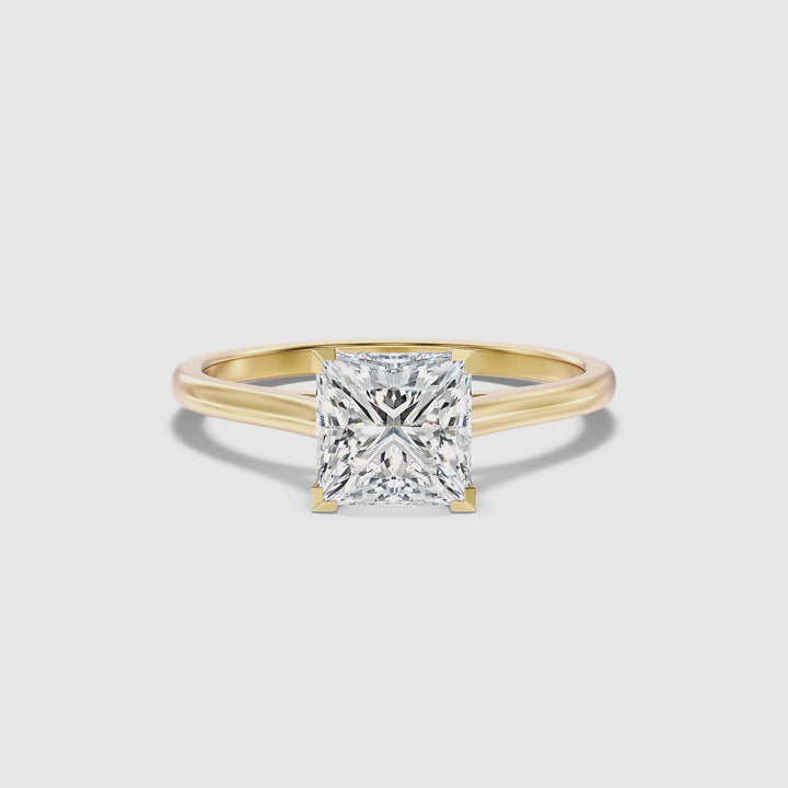 Frey 2 Carat Princess Cut Solitaire Lab Grown Diamond Ring in 18k Yellow Gold