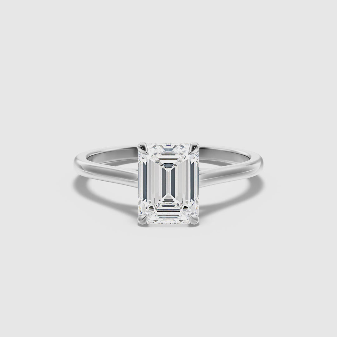 Hana 5 Carat Emerald Cut Solitaire Lab Grown Diamond Ring in 10k White Gold