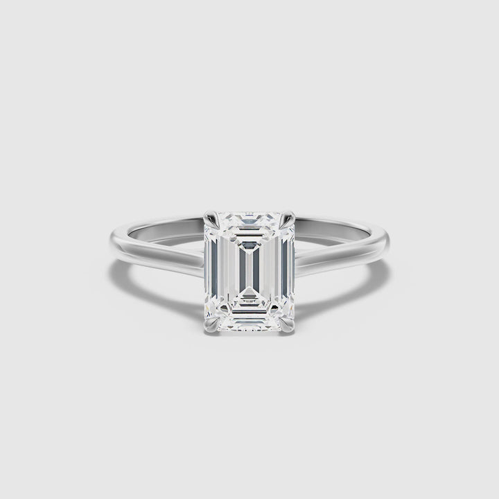 Hana 5 Carat Emerald Cut Solitaire Lab Grown Diamond Ring in 10k White Gold